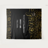 Gouden Afgestudeerde Zwarte Afstudeerfeest Klas va Wandkleed (Voorkant (horizontaal))