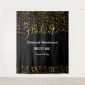 Gouden Afgestudeerde Zwarte Afstudeerfeest Klas va Wandkleed (Voorkant)