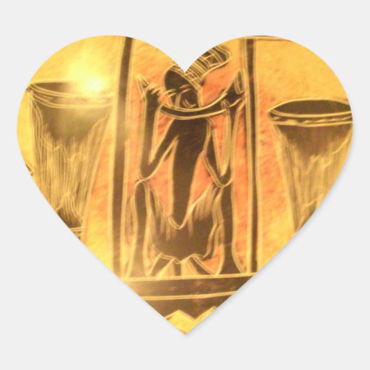 Gouden Afrikaanse Etnische Kunst Print Design Hart Sticker (Voorkant)