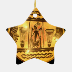 Gouden Afrikaanse Etnische Kunst Print Design Keramisch Ornament
