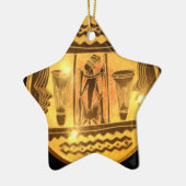 Gouden Afrikaanse Etnische Kunst Print Design Keramisch Ornament (Links)