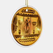 Gouden Afrikaanse Etnische Kunst Print Design Keramisch Ornament (Rechts)