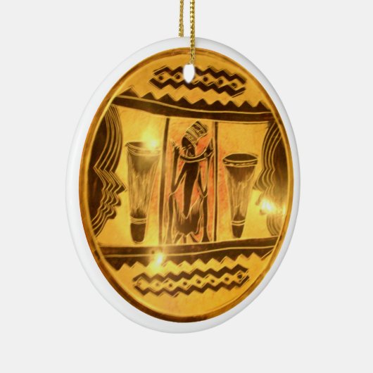 Gouden Afrikaanse Etnische Kunst Print Design Keramisch Ornament (Rechts)