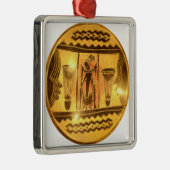 Gouden Afrikaanse Etnische Kunst Print Design Metalen Ornament (Rechts)