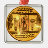 Gouden Afrikaanse Etnische Kunst Print Design Metalen Ornament (Voorkant)