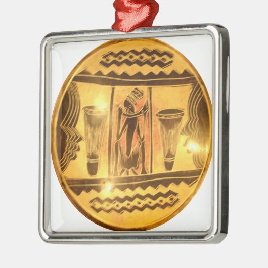 Gouden Afrikaanse Etnische Kunst Print Design Metalen Ornament (Links)