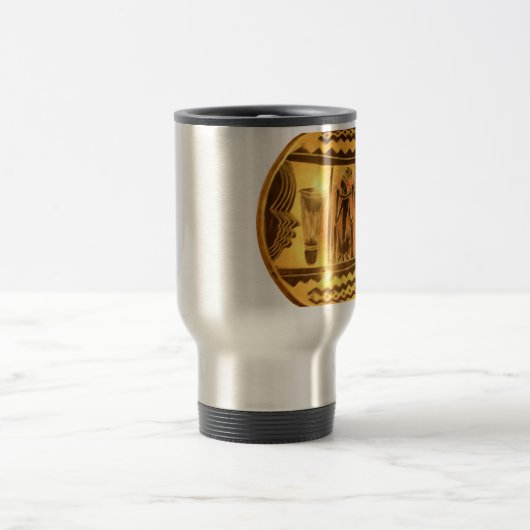 Gouden Afrikaanse Etnische Kunst Print Design Reisbeker (Center)