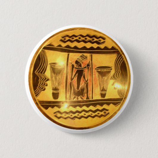 Gouden Afrikaanse Etnische Kunst Print Design Ronde Button 5,7 Cm (Voorkant)