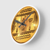 Gouden Afrikaanse Etnische Kunst Print Design Ronde Klok (Hoek)