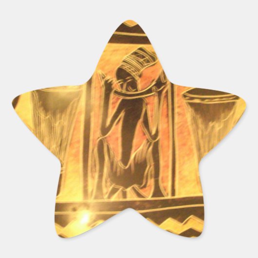 Gouden Afrikaanse Etnische Kunst Print Design Ster Sticker (Voorkant)