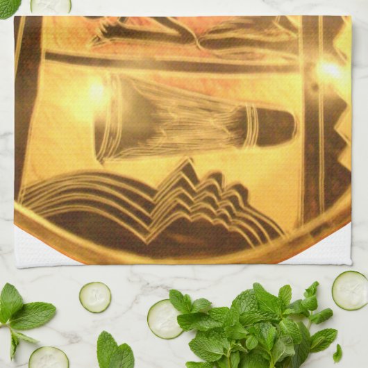 Gouden Afrikaanse Etnische Kunst Print Design Theedoek (Gevouwen)