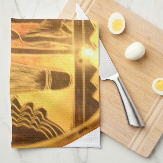 Gouden Afrikaanse Etnische Kunst Print Design Theedoek (Quarter Fold)