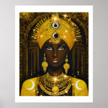 Gouden Afrikaanse Godin Poster - Afrocentrische Ko