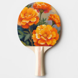 Gouden Afrikaantjes | Waterverf Bloemen Bloemig Tafeltennisbatje