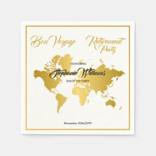 Gouden Afscheidsfeest Wereldkaart Bon Voyage Servet