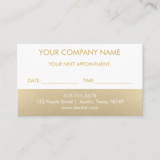 Gouden Afspraakkaart Informatiekaartje (Voorkant)