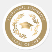 Gouden afstudeerbare envelopzegel van de klas van  ronde sticker (Voorkant)