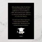 Gouden Afstudeerder Pet & Foto Afstuderen Aankondi Folie Uitnodiging (Achterkant)