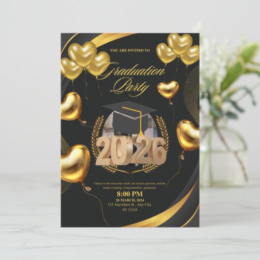 Gouden Afstudeerfeest Viering 2026 Kaart (Staand voorkant)