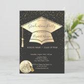 Gouden afstudeerhoed, Confetti Disco Bal Afstudere Kaart (Staand voorkant)