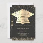 Gouden afstudeerhoed, diamanten confetti afstudere kaart (Voorkant)