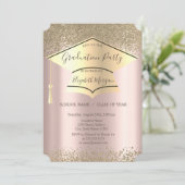 Gouden afstudeerhoed, diamanten Roze Gouden Afstud Kaart (Staand voorkant)