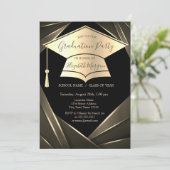 Gouden afstudeerhoed Elegante afstuderen Kaart (Staand voorkant)