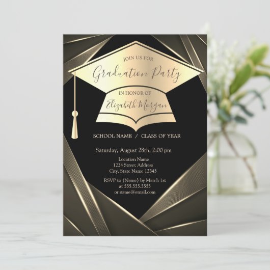 Gouden afstudeerhoed Elegante afstuderen   Kaart (Staand voorkant)