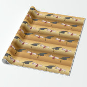 Gouden afstudeerhoed en diploma cadeaupapier (Uitgerold)