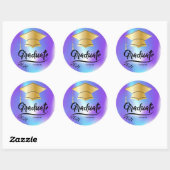 Gouden afstudeerhoed, Holografisch  Ronde Sticker (Vel)