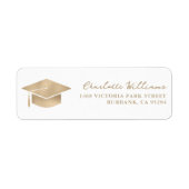Gouden afstudeerhoed Kwast Script Retouradres Etiket (Voorkant)