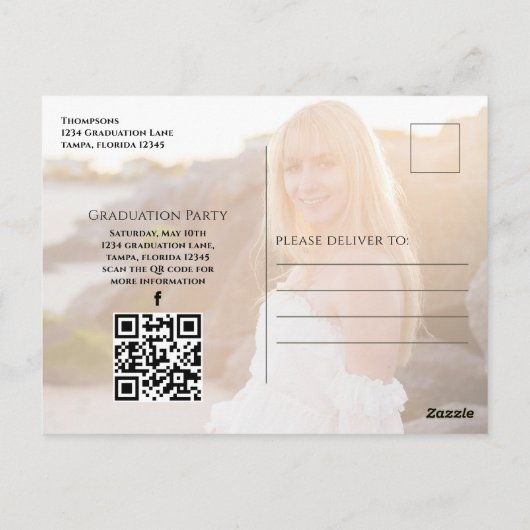 Gouden Afstudeerscriptie Zwart Foto QR-code Websit Briefkaart (Achterkant)