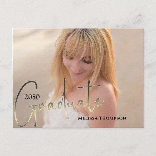 Gouden Afstudeerscriptie Zwart Foto QR-code Websit Briefkaart (Voorkant)