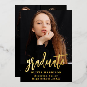 Gouden afstudeertrendy foto afstudeer aankondiging