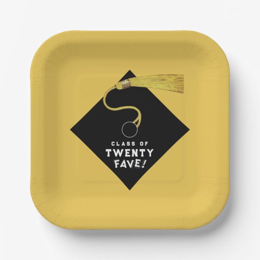 Gouden Afstuderen 2025 Party Papieren Bordje (Voorkant)
