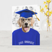 gouden afstuderen in blauw t-shirt kaart (Gele Bloem)