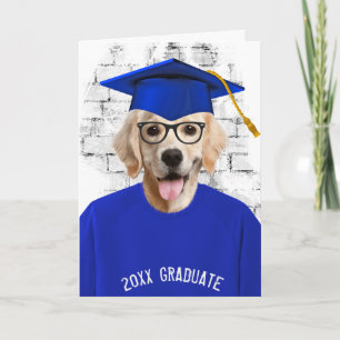 gouden afstuderen in blauw t-shirt kaart