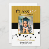 Gouden Afstuderen Uitnodiging met Foto (Voorkant / Achterkant)