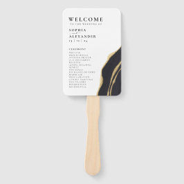 Gouden agaat edelsteen bruiloft programma Set van  Handwaaier