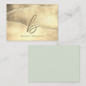 Gouden Agaat Glitter Elegant Monogram Notitiekaartje (Voorkant / Achterkant)