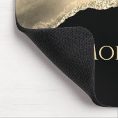 Gouden Agaat & Glitter, Gouden Naam op Zwart Muismat (Hoek)