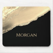 Gouden Agaat & Glitter, Gouden Naam op Zwart Muismat (Voorkant)