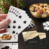 Gouden Agaat & Glitter, Naam & Tekstlijn, Zwart Pokerkaarten (Insitu)