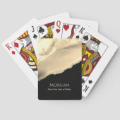 Gouden Agaat & Glitter, Naam & Tekstlijn, Zwart Pokerkaarten (Achterkant)