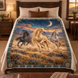 Gouden Akhal-Teke-paarden Fleece Deken