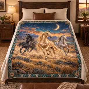 Gouden Akhal-Teke-paarden Fleece Deken