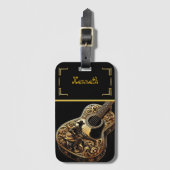 Gouden akoestische gitaar met Westerne charme Bagagelabel (Voorkant (verticaal))