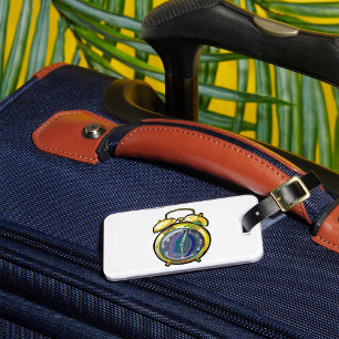 Gouden Alarm Klok Retro Tijdstuk Bagagelabel