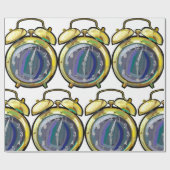 Gouden Alarm Klok Retro Tijdstuk Cadeaupapier (Vlak)