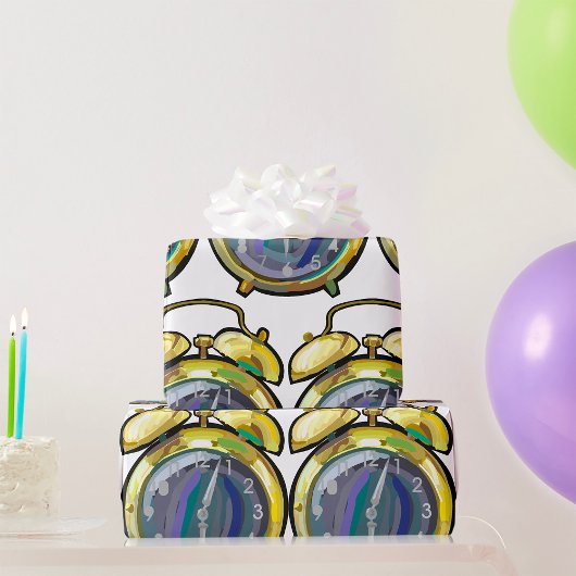 Gouden Alarm Klok Retro Tijdstuk Cadeaupapier